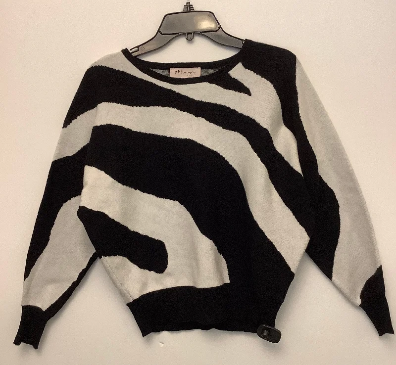 Top Long Sleeve By Philosophy In Black & White, Size: M