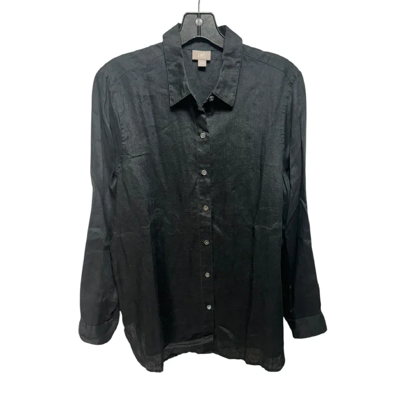 Linen Top Long Sleeve By J. Jill In Black, Size: S