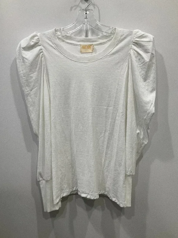 Top Long Sleeve By Nation In White, Size: M