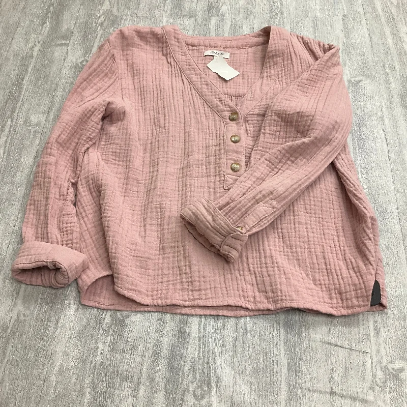 Top Long Sleeve By Madewell In Pink, Size: L