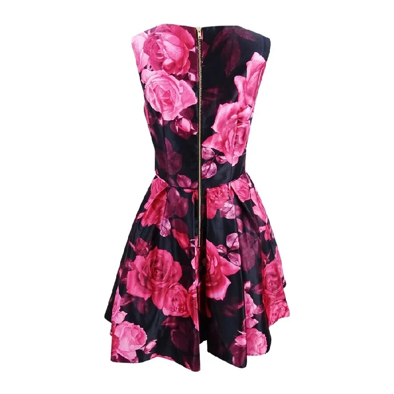 Betsy & Adam Women's Rose-Print Fit & Flare Party Dress