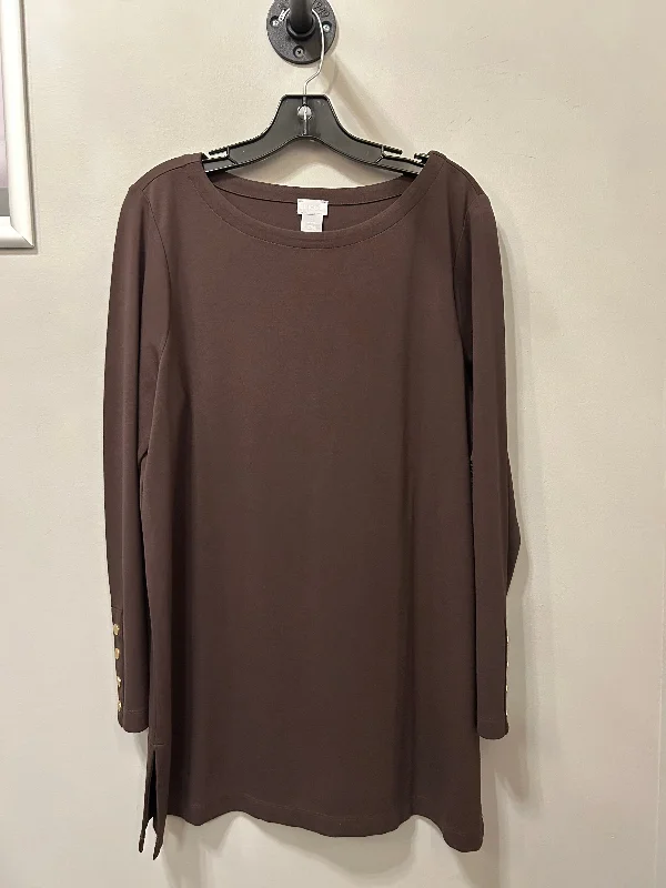 Tunic Long Sleeve By Chicos In Brown, Size: L