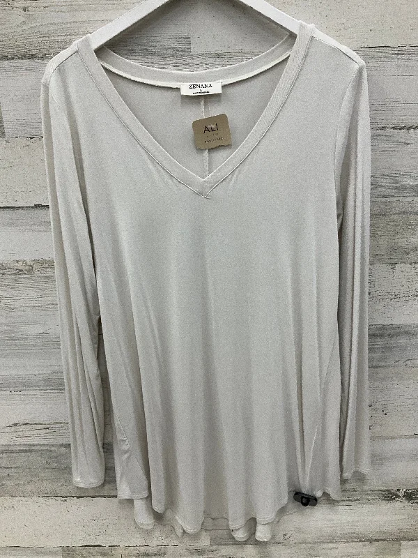 Top Long Sleeve By Zenana Outfitters In Ivory, Size: L