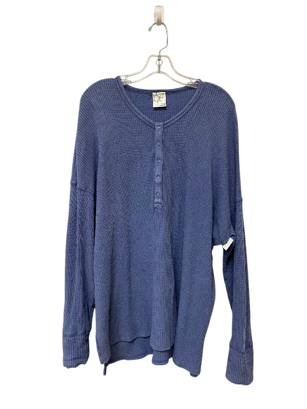 Top Long Sleeve Basic By Aerie In Blue, Size: Xl