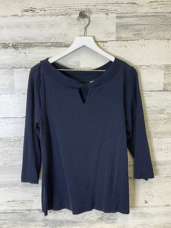 Top 3/4 Sleeve By Chicos In Navy, Size: L