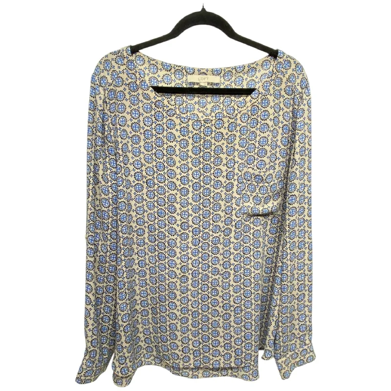 Top Long Sleeve By Loft In Blue & Tan, Size: Xxl