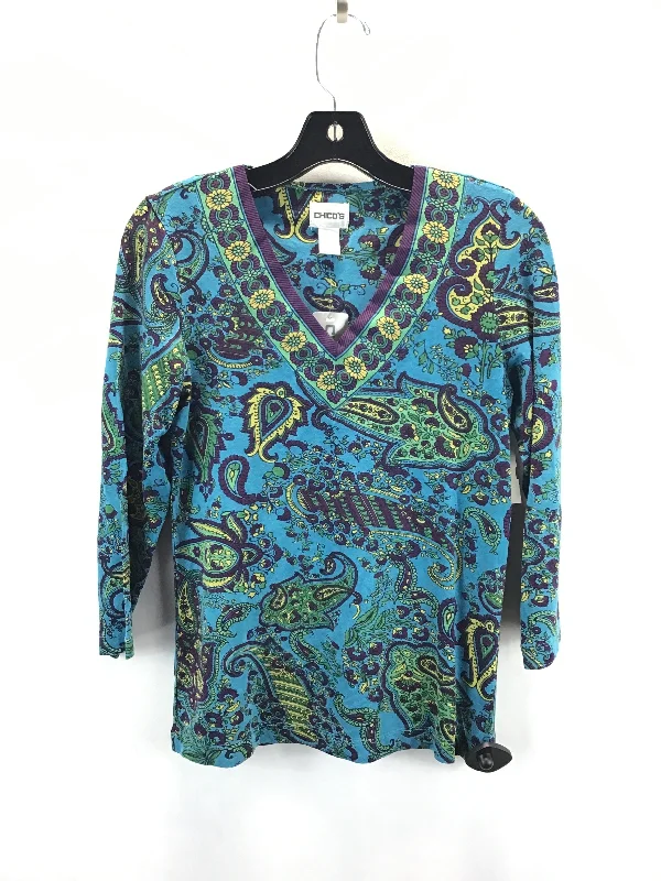 Top 3/4 Sleeve By Chicos In Paisley Print, Size: 0 (Small)