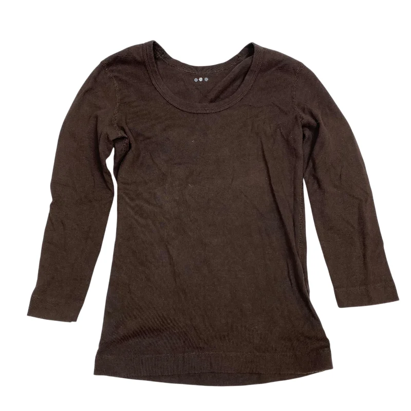 Top 3/4 Sleeve Basic By Three Dots In Brown, Size: M