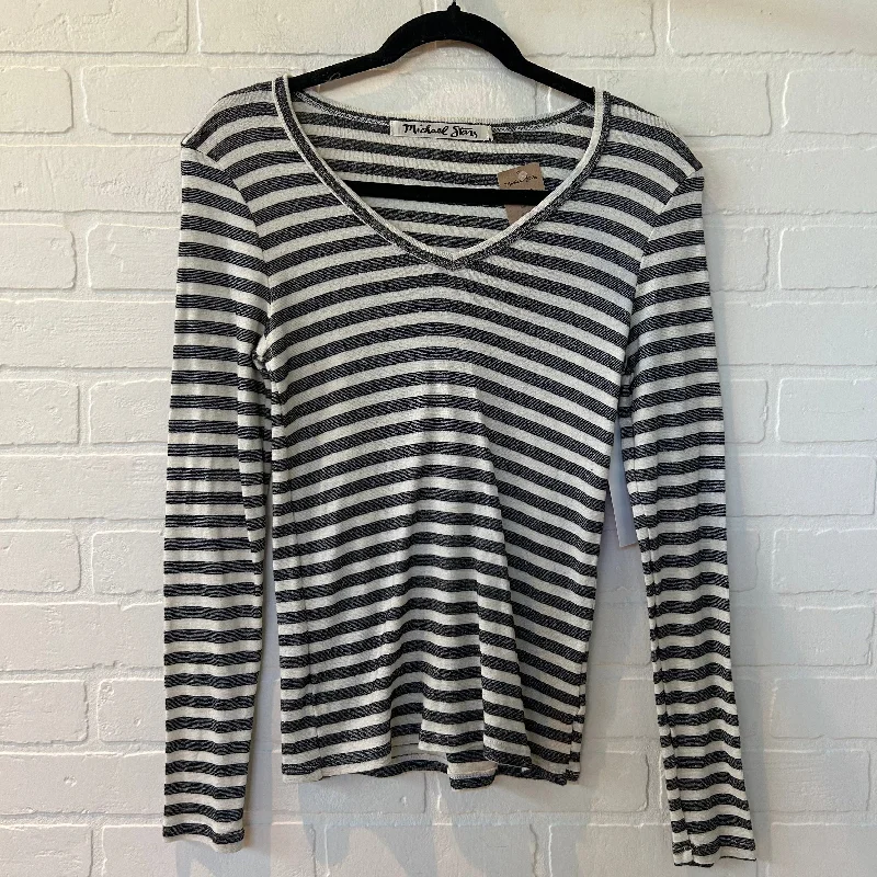 Top Long Sleeve Basic By Michael Stars In Black & Cream, Size: Xs