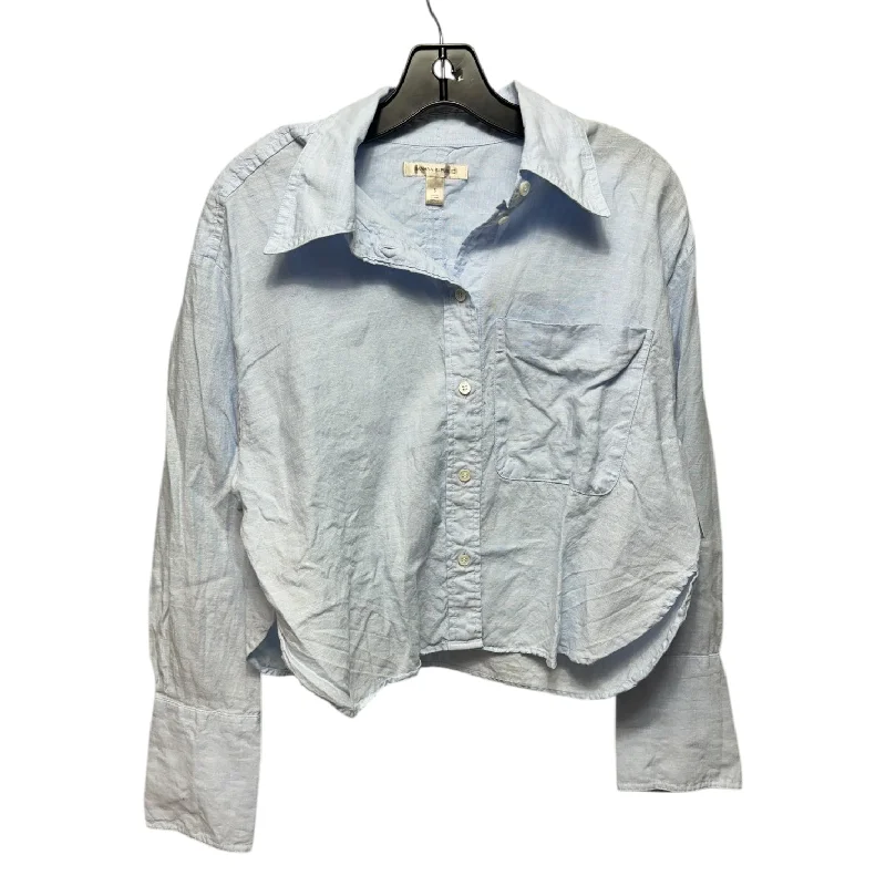 Linen Top Long Sleeve By Banana Republic In Blue, Size: S