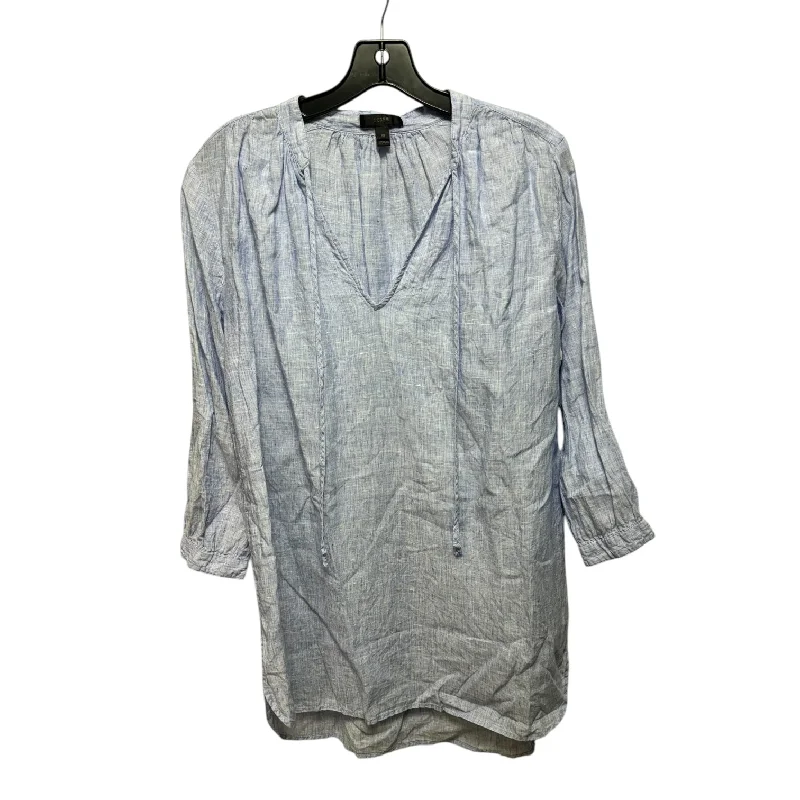 Linen Tunic Long Sleeve By J. Crew In Blue, Size: Xs