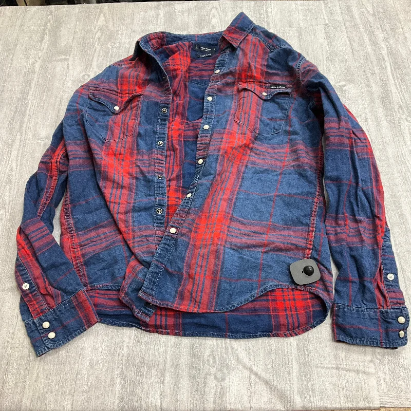 Top Long Sleeve By Lucky Brand In Plaid Pattern, Size: M