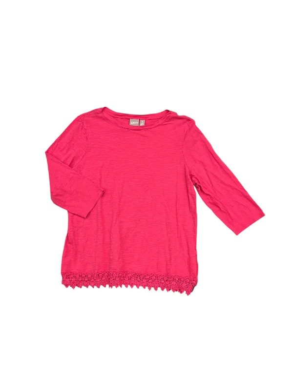 Top Long Sleeve By Chicos In Pink, Size: Xl