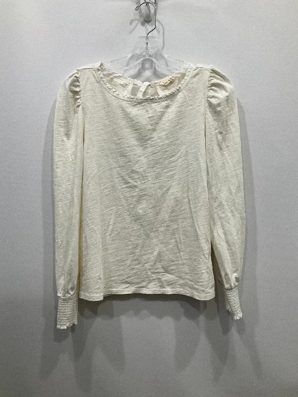 Top Long Sleeve By Nation In White, Size: M