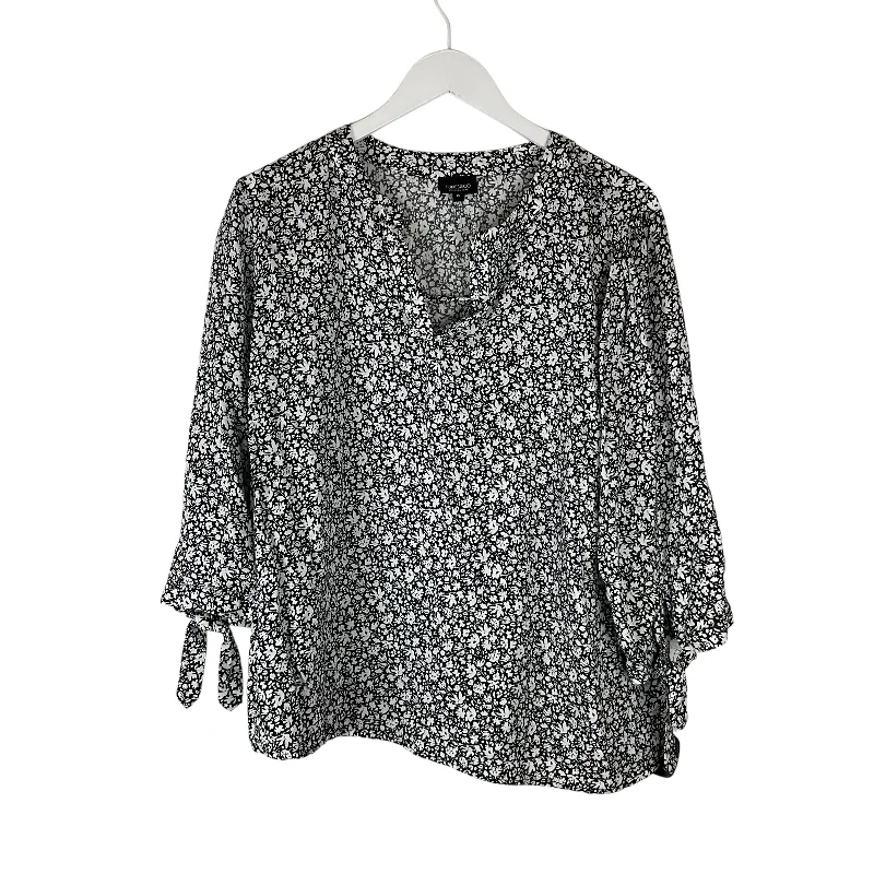 Top Long Sleeve By Jones And Co In Black & White, Size: 1x