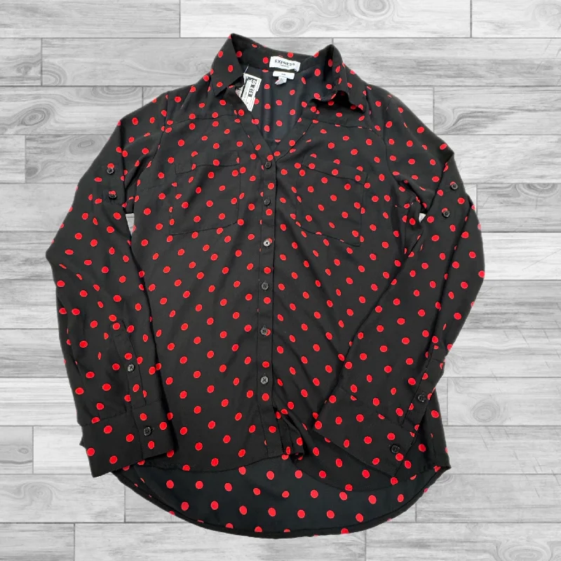 Top Long Sleeve By Express In Polkadot Pattern, Size: S