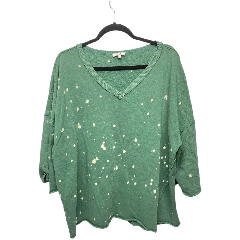 Top 3/4 Sleeve By Easel In Cream & Green, Size: 1x