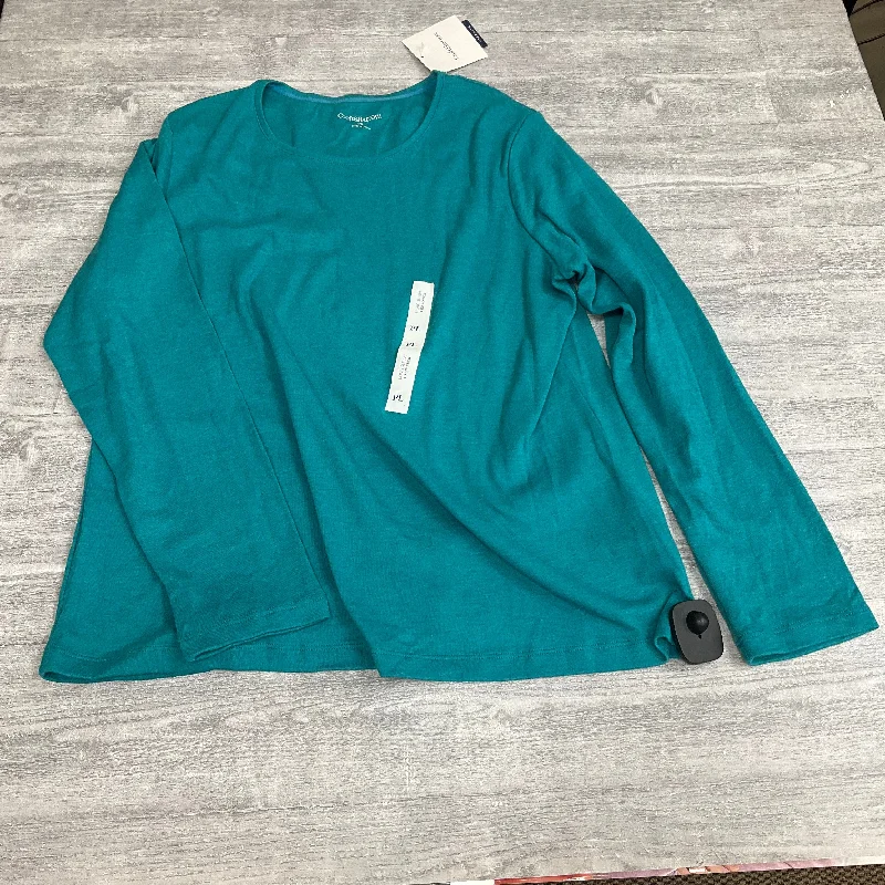 Top Long Sleeve Basic By Croft And Barrow In Aqua, Size: Lp