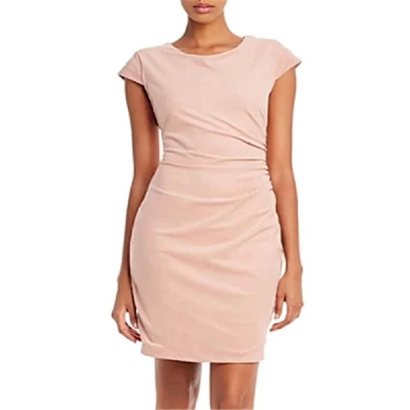 Guess Women's Estelle Faux Suede Ruched Party Dress Pink Size X-Small