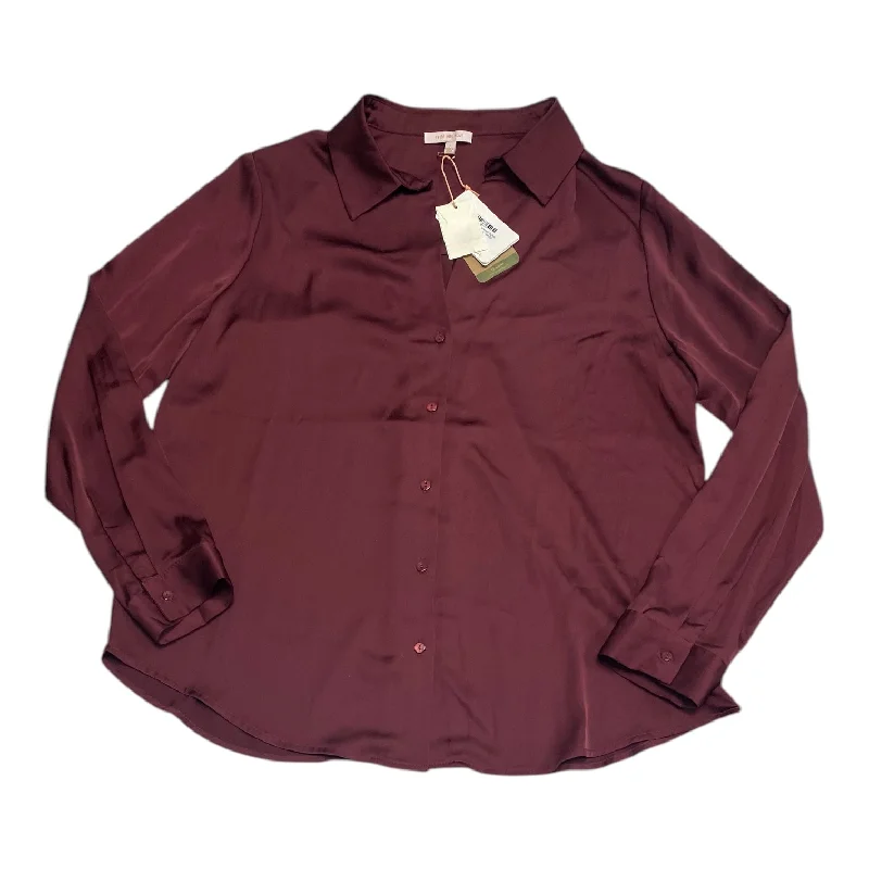 Top Long Sleeve By Skies Are Blue In Maroon, Size: L