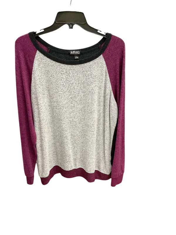 Top Long Sleeve By Buffalo In Black Grey, Size: L