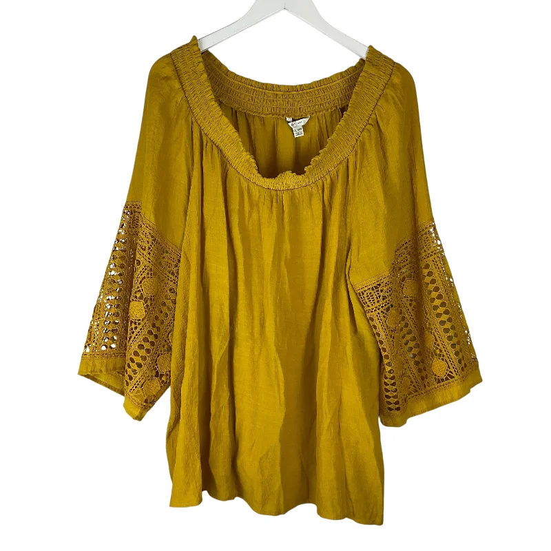 Top Long Sleeve By Cato In Yellow, Size: 22