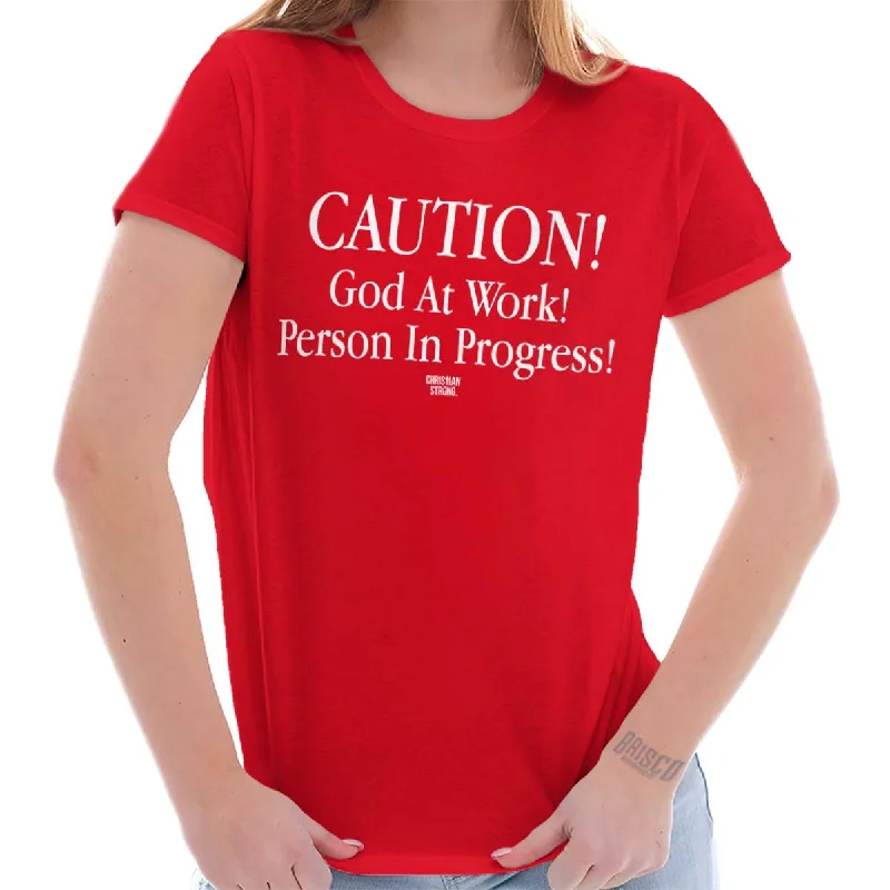 Caution Ladies T Shirt