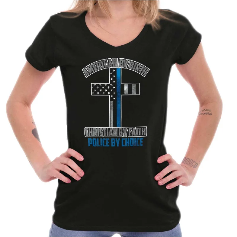 Christian Police Junior Fit V-Neck T Shirt