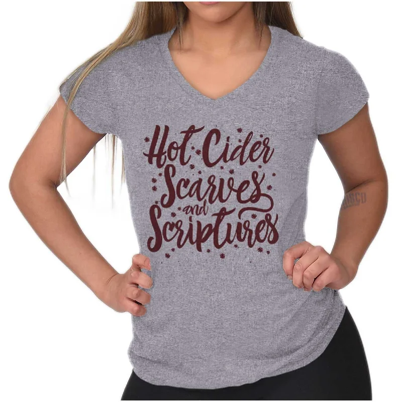 Cider Scarves Scriptures Junior Fit V-Neck T Shirt