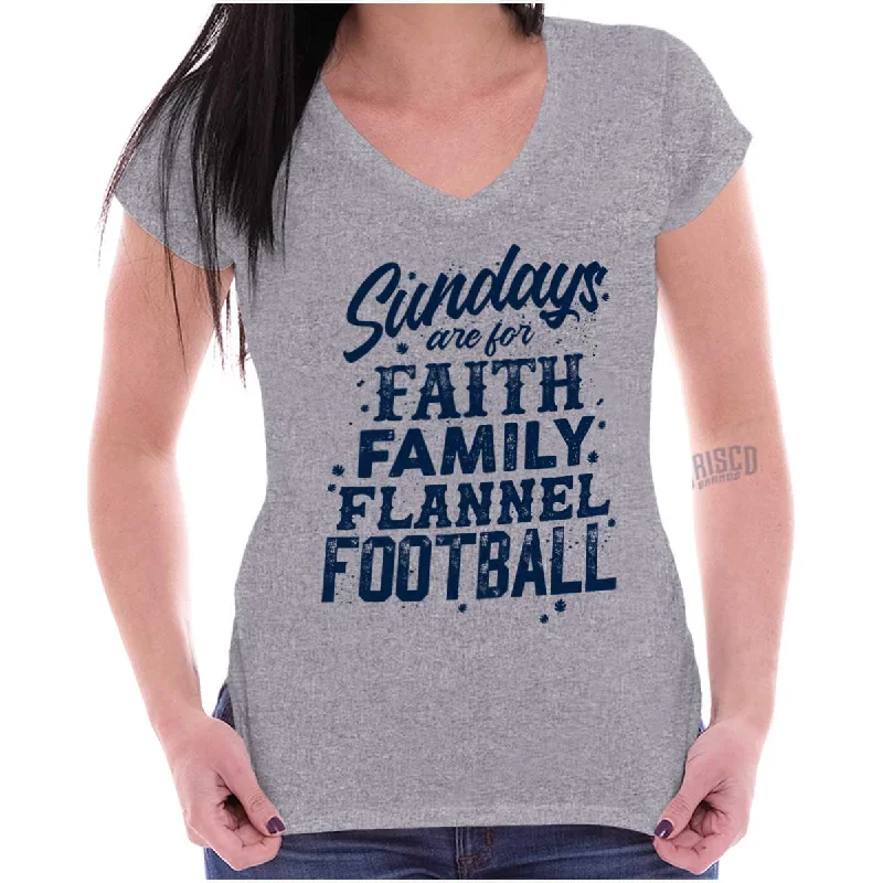 Faith Family Football Junior Fit V-Neck T Shirt