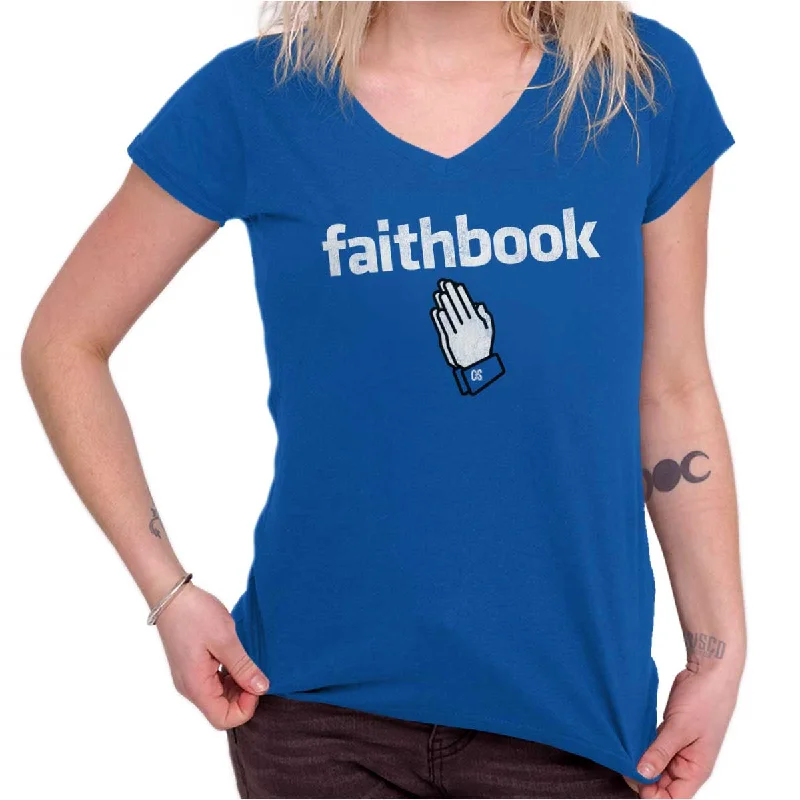 Faithbook Christian Junior Fit V-Neck T Shirt