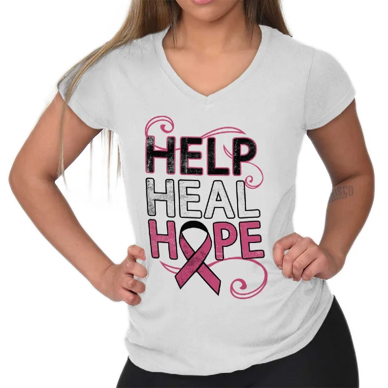 Breast Cancer Awareness Junior Fit V-Neck T Shirt