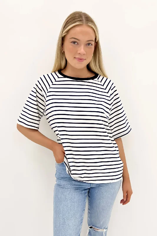 Kenji Tee Navy Stripe