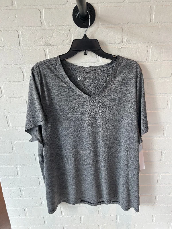 Athletic Top Short Sleeve By Under Armour In Grey, Size: 3x