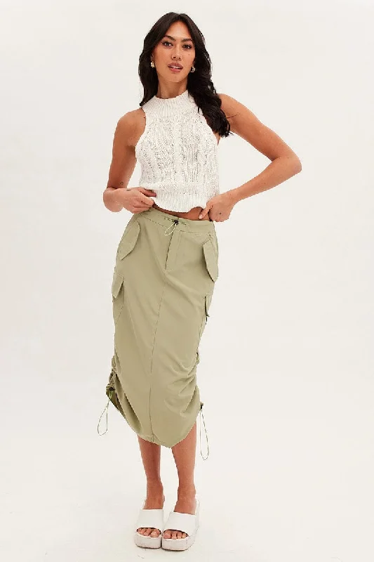 Green Cargo Skirt Ruched