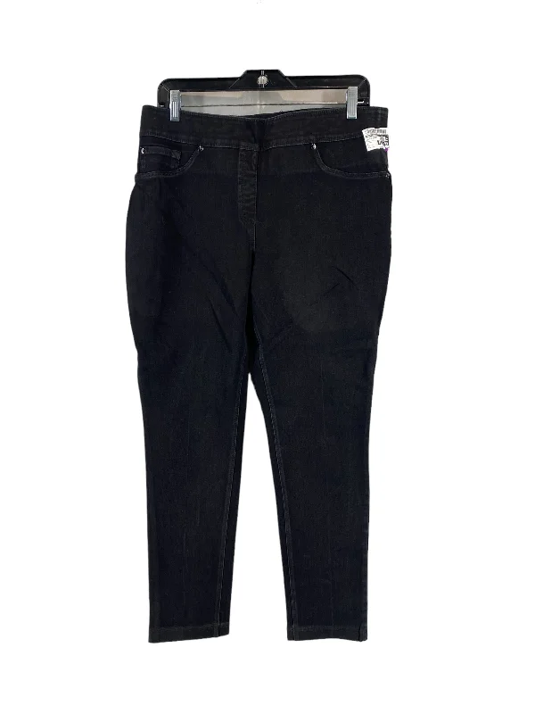 Jeans Skinny By Investments In Black Denim, Size: L