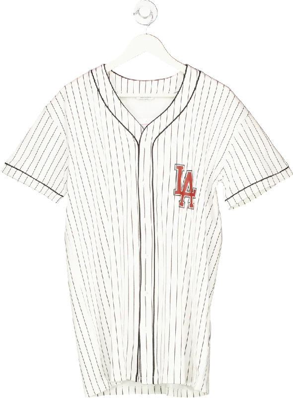 Miss Selfridge White Striped Los Angeles Baseball Jersey UK 10