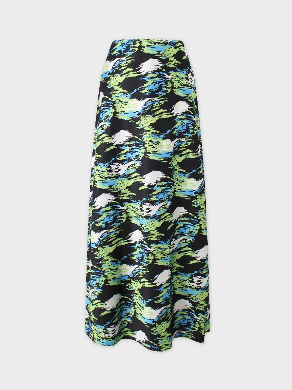 Printed Satin Slip Skirt-Ice Fire