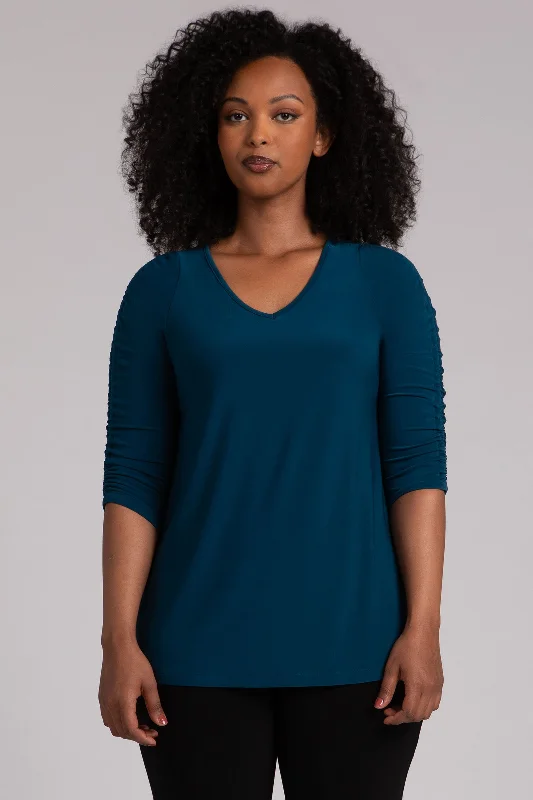 Revelry Top with Rusched Sleeve | Atlantis