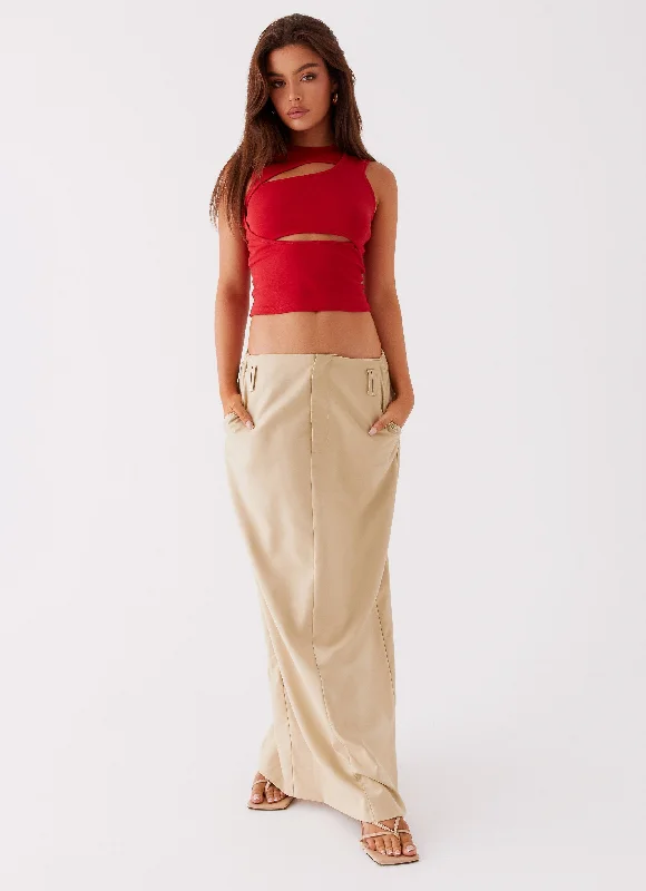 Stella Tailored Maxi Skirt - Beige