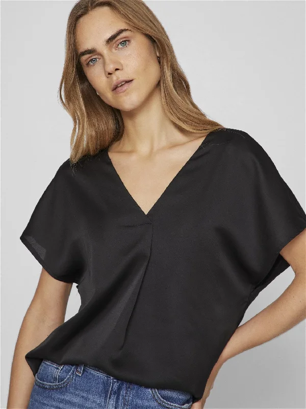 VIELLETTE V NECK TOP BLACK