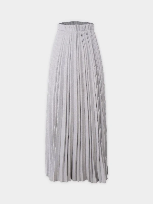 Wool Pleated Skirt-Light Grey