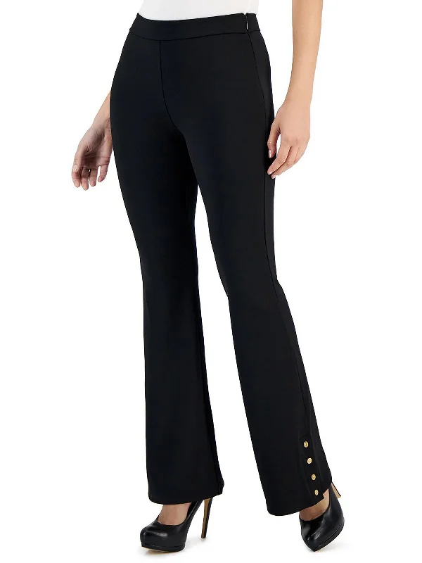 Petites Womens Embellished Split Hem Flared Pants