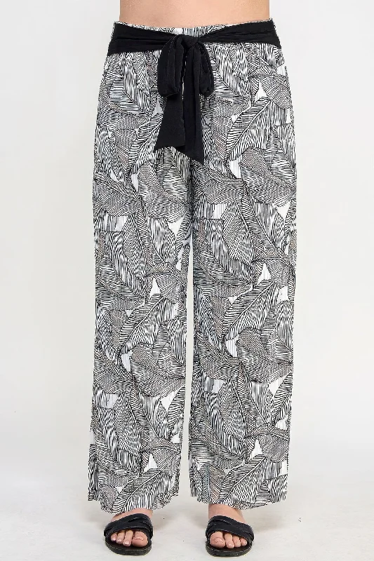 Plisse Palm Print Pants