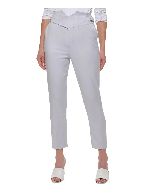 Plus Womens Faux Wrap Belted Trouser Pants