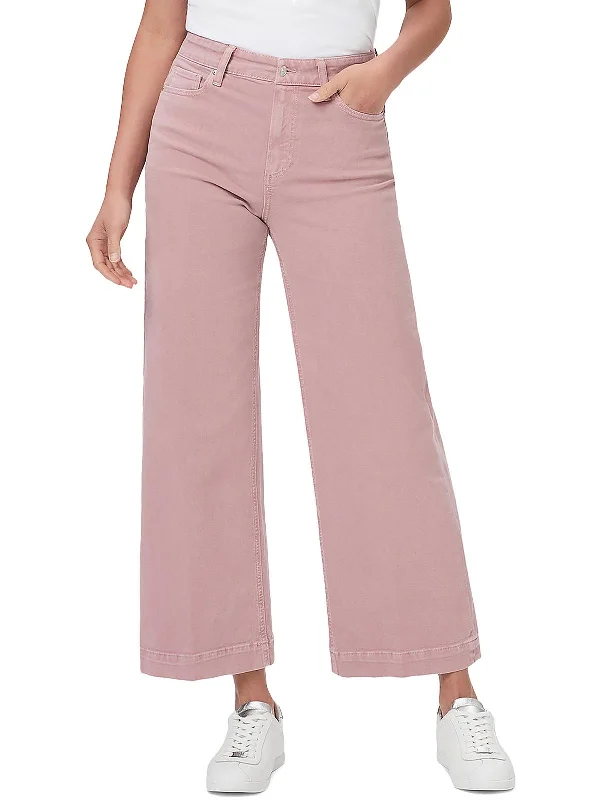 Womens High Rise Cropped Wide Leg Pants