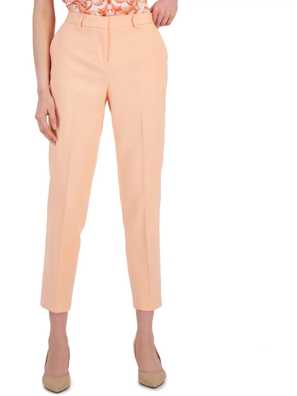 Womens High Rise Solid Straight Leg Pants