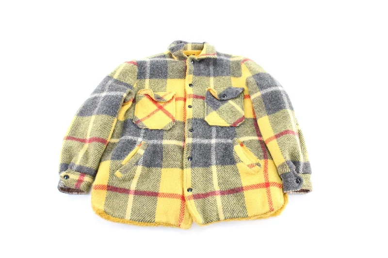 60's Rich Sher Yellow & Grey Plaid Coat