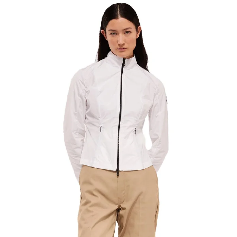 Chic Windproof White Jacket With Logo