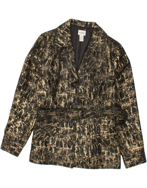 CHICO'S Womens Abstract Pattern Overcoat UK 14 Medium Gold Rayon